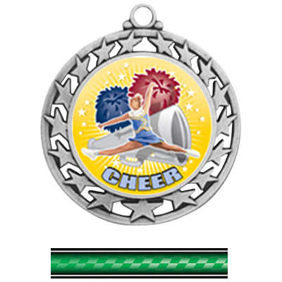 SILVER MEDAL/VICTORY GREEN NECK RIBBON