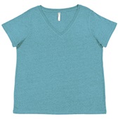 LAT Sportswear Ladies Curvy V-Neck Fine Jersey Tee SURF BLACKOUT Primary