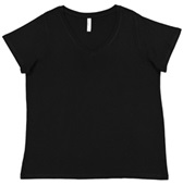 LAT Sportswear Ladies Curvy V-Neck Fine Jersey Tee