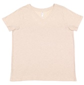 LAT Sportswear Ladies Curvy V-Neck Fine Jersey Tee NATURAL HEATHER Primary