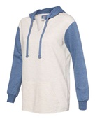 Mv Sport Womens French Terry Hooded Pullover With Colorblocked Sleeves W20145