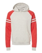 Jerzees Unisex Nublend Varsity Color-Block Hooded Sweatshirt 97CR OAT HTH/ F RD HT Primary