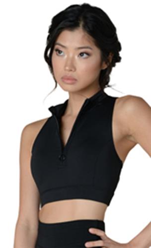 Danshuz Womens Brooklyn Racerback Scuba Mock Turtleneck Sports Bra