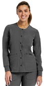 Maevn Womens Matrix Impulse Round Neck Snap Scrub Jacket 7510