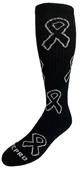 Black Ribbon Awareness Melanoma Cancer Kneehigh/OTC Socks PAIR