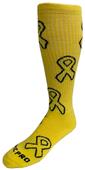 Over-The-Calf Yellow Ribbon Military Support Knee High Socks Cancer Awareness PAIR