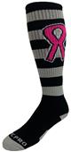 Breast Cancer Awareness Black Grey Hoop Pink Ribbon Kneehigh/OTC Socks PAIR