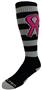 Breast Cancer Awareness Black Grey Hoop Pink Ribbon Kneehigh/OTC Socks PAIR