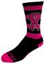 BREAST CANCER Awareness Black Pink Hoop Pink Ribbon Crew Socks PAIR