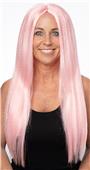 24" Long PINK Wig, Womens Synthetic Straight Rave Cosplay Costume Party Halloween Wig