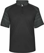 Adult "AS, AM" (Black,Graphite,Navy,Red, White) Loose Fit Stripe Short Sleeve 1/4 Zip Shirt