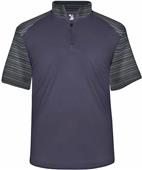 Adult "AS, AM" (Black,Graphite,Navy,Red, White) Loose Fit Stripe Short Sleeve 1/4 Zip Shirt