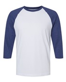 American Apparel Unisex Cvc Raglan T-Shirt 2003CVC WHT/ HTR INDIGO Primary