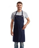 Artisan Collection By Reprime Unisex Barley Contrast Stitch Sustainable Bib Apron RP121 NAVY/ CAMEL Primary