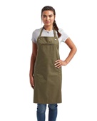 Artisan Collection By Reprime Unisex Barley Contrast Stitch Sustainable Bib Apron RP121 OLIVE/ CHESTNUT Primary