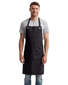 Artisan Collection By Reprime Unisex Barley Contrast Stitch Sustainable Bib Apron RP121 BLACK/ CHARCOAL Primary