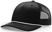 Richardson 112FPR Five Panel Trucker Cap With Rope BLACK/WHITE ROPE Primary