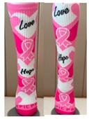 PINK RIBBON LOVE FAITH HEARTS - BREAST CANCER RIBBON Knee-High-Socks (1-Pair)