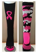 PINK RIBBON FRONT CAMO BACK - BREAST CANCER RIBBON Knee-High-Socks (1-Pair)
