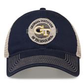 G880 The Game Georgia Tech Yellow Jackets Soft Mesh Trucker With Frayed Patch Cap