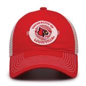 G880 The Game Louisville Cardinals Soft Mesh Trucker With Frayed Patch Cap