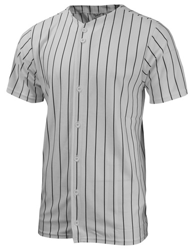 Pinstripe Baseball Jersey, Full Button, Wicking Warp Knit Adult
