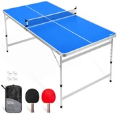 GoSports 6 x 3 ft Mid-Size Table Tennis Table Set with Adjustable Height