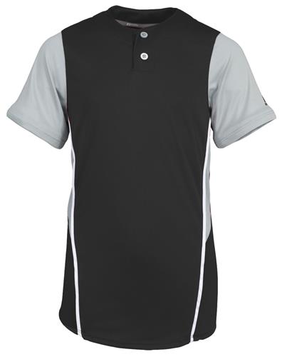 Adult/Youth 2-Button, 2-Color Short Sleeve Baseball Jersey. Decorated in seven days or less.
