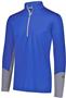 Adult 1/2 Zip W/Zipper Garage, 2-Color, Sleeve Accents, 4-Way Stretch Collared Pullover ROYAL/STEEL Primary