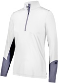 Womens Long Sleeve, 2-Color Accented Half Zip Pullover WHITE/STEEL Primary