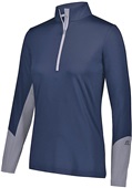 Womens Long Sleeve, 2-Color Accented Half Zip Pullover NAVY/STEEL Primary