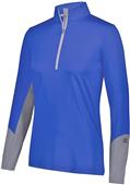 Womens Long Sleeve, 2-Color Accented Half Zip Pullover ROYAL/STEEL Primary