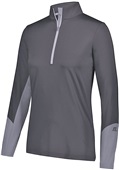 Womens Long Sleeve, 2-Color Accented Half Zip Pullover STEALTH/STEEL Primary