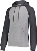 Russell Adult Dri-Power Fleece Colorblock Hoodie (Oxford w/Black,Red.White)