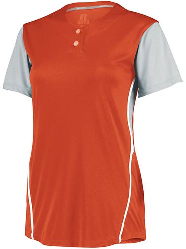Womens Extra Fancy 2-Color, Short Sleeve Softball Jersey. Decorated in seven days or less.