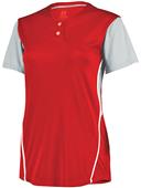 Womens 2-Button Colorblock Sports Softball Jersey (BK,Red,Royal,Purple,Navy,Sky,Forest,Cardinal,GD)