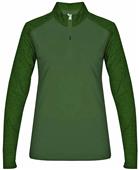 Badger Tonal Blend Womens 1/4 Zip Loose Long Sleeve Pullover (BK,Forest,Graphite,Pink,Navy,Red,Royal