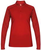 Badger Tonal Blend Womens 1/4 Zip Loose Long Sleeve Pullover (BK,Forest,Graphite,Pink,Navy,Red,Royal