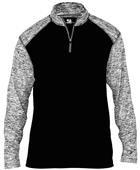 Adult (AM, AS, AXS)  Sport Blend 1/4 Zip Long Sleeve Pullover Shirt BK/BKBL - BLACK/BLACK BLEND Primary
