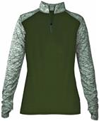 Womens Blended 1/4 Zip Pullover Long Sleeve Shirt (Black,Forest,Graphite,Navy,Red,Royal)