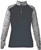 Womens Blended 1/4 Zip Pullover Long Sleeve Shirt (Black,Forest,Graphite,Navy,Red,Royal)