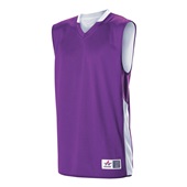 Adult Single Ply Reversible Basketball Jersey (A3XL - Red or Orange) Outside: PURPLE, Inside: WHITE Primary