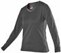 Womens/ Girls Long Sleeve Volleyball Jersey (Black,Forest,Maroon,Navy,Purple,Royal,Red,White) BK/BKHT - BLACK/BLACK HEATHER Primary