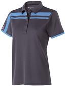 Womens 5-Button Polo Shirt (Carbon, with Blue,Yellow,Forest,Lime,Maroon,Navy,Purple,White)