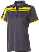 Womens 5-Button Polo Shirt (Carbon, with Blue,Yellow,Forest,Lime,Maroon,Navy,Purple,White)