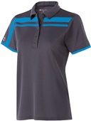 Womens 5-Button Polo Shirt (Carbon, with Blue,Yellow,Forest,Lime,Maroon,Navy,Purple,White)