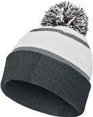 2- Reflective Stripes, Foldover Cuff, Pom Pom Beanie (Graphits/Carbon)