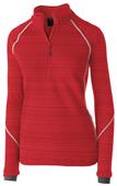 Womens Zip Pockets 1/4 Zip Tonal Pullover (Black,Carbon,Navy,Royal,Red,White)