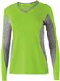 Womens Heather, 2-Color Accented Long Sleeve T Shirt  LIME/GRAPHITE HEATHER Primary