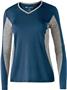 Womens Heather, 2-Color Accented Long Sleeve T Shirt  NAVY/GRAPHITE HEATHER Primary